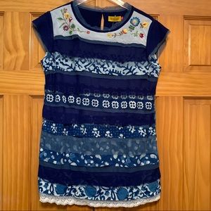 Benares Embroidered Layered Top NWT XS